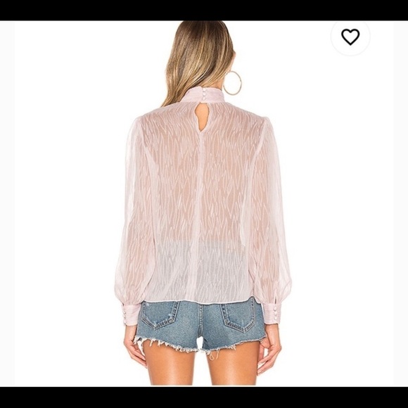 House of Harlow 1960 X Revolve Elise Blouse Sz M Sheer Pink Fairy - Picture 3 of 13